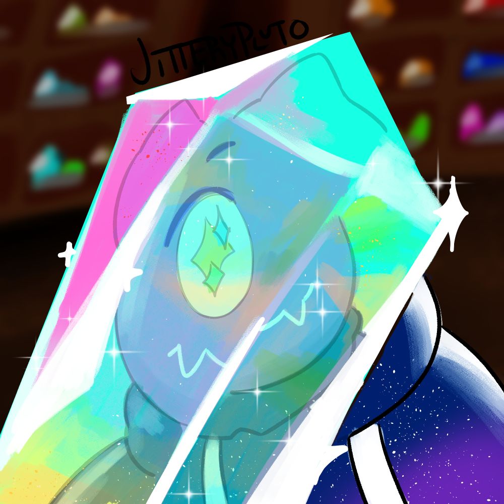 Max's character, bean looking though a crystal