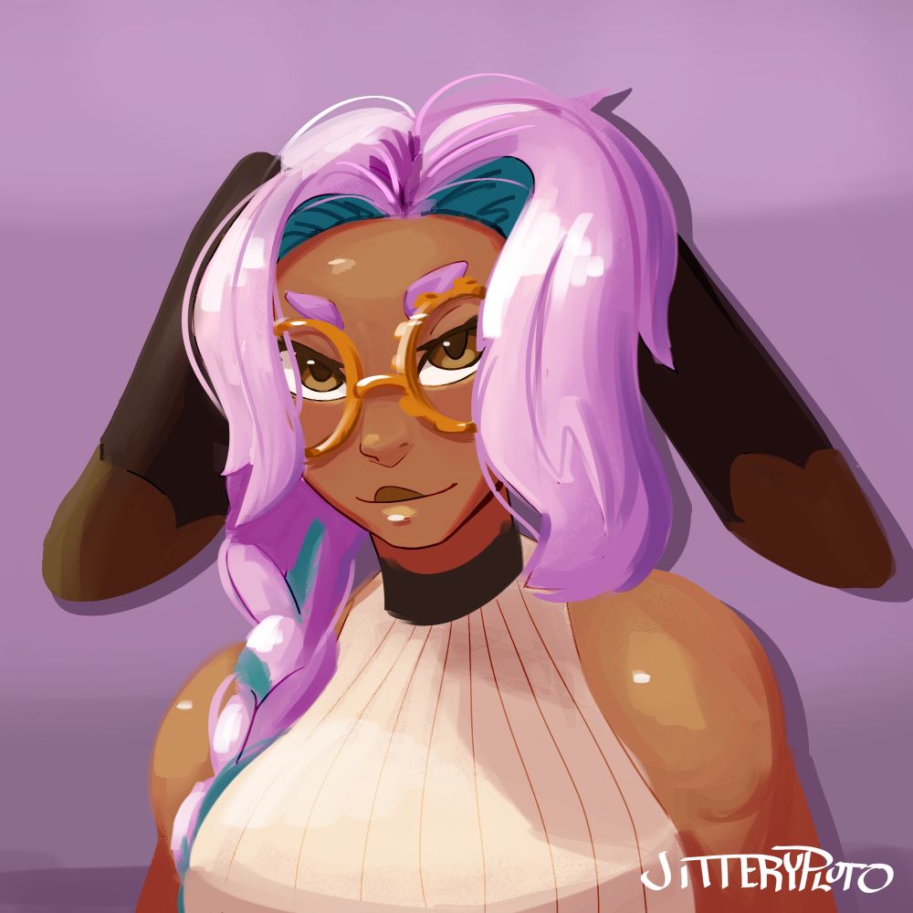 Bunny girl I think, with cool glasses and pink, braided hair :)