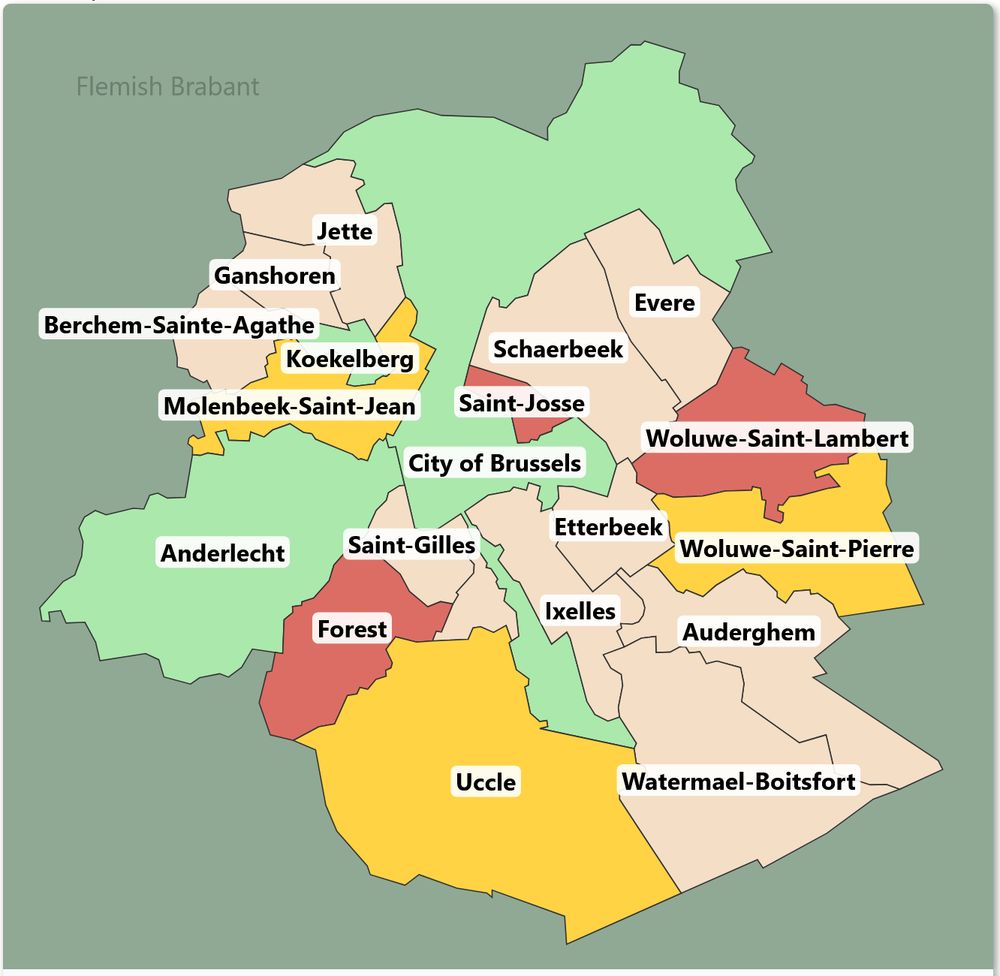 Map of the municipalities of Brussels