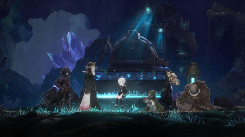 Lilac surrounded by allies of different shapes and sizes in the Magicite Mine