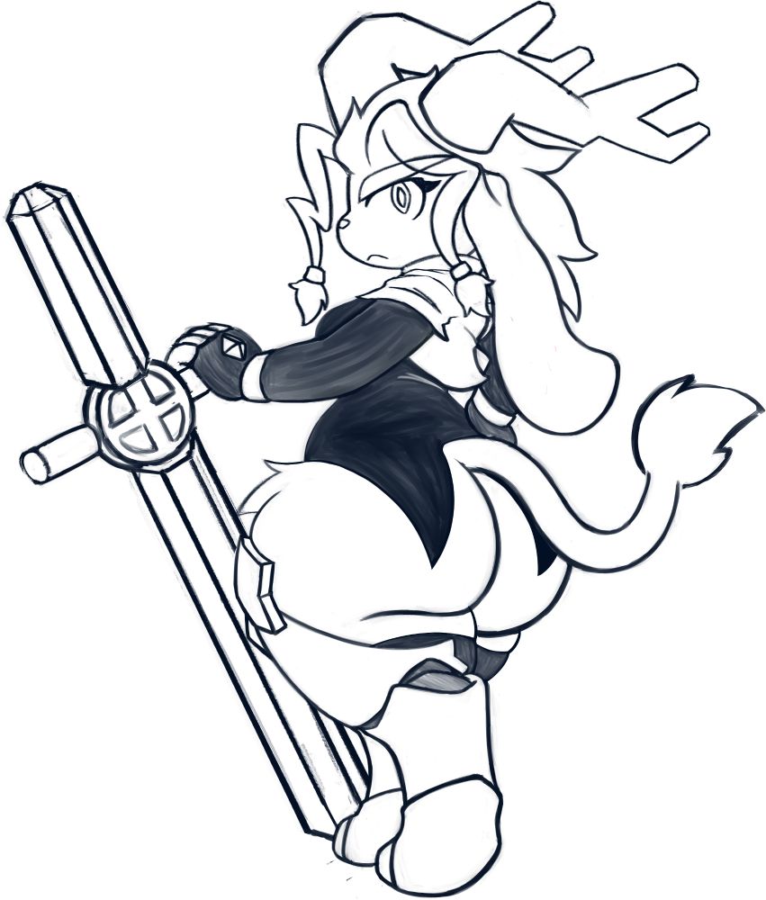 Sybil Pseudoregalia holding their crudely drawn weapon. I'll clean it up later