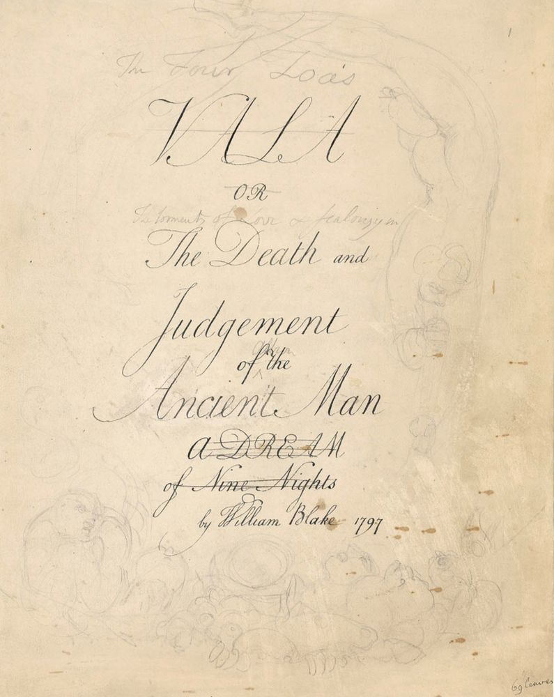 Front page of William Blake's manuscript poem 'Vala, or The Four Zoas'