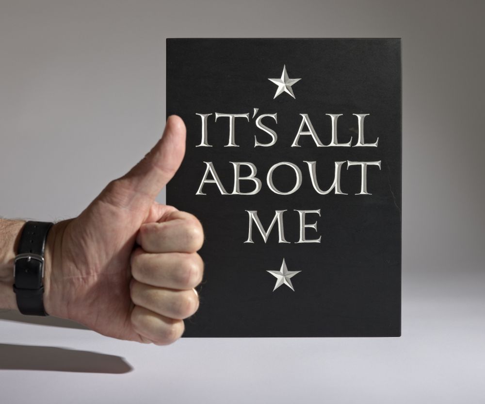 Hand carved lettering on black Welsh slate. It's all about ME.