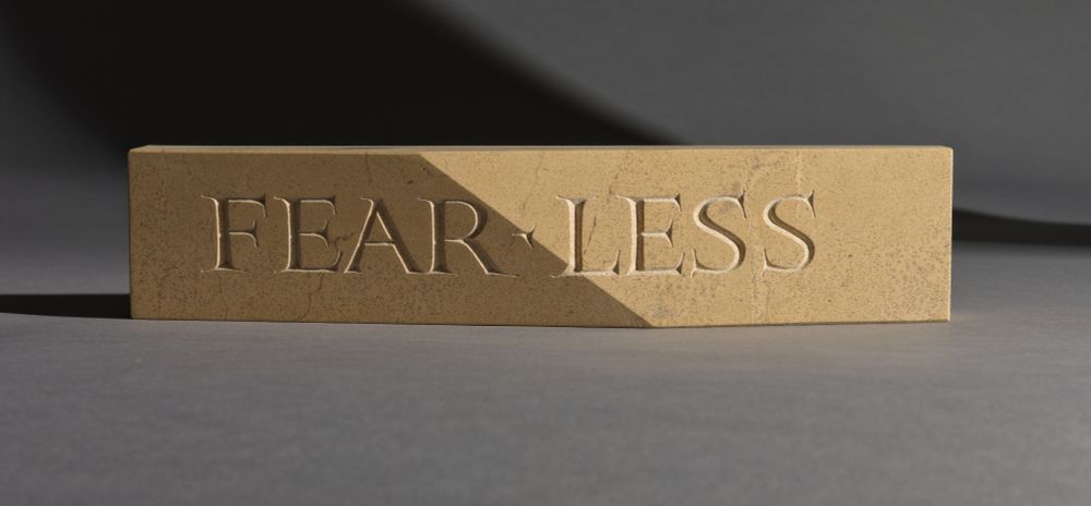 FEAR-LESS, hand carved #lettering on High Moor #limestone from #Yorkshire