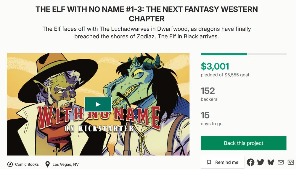 THE ELF WITH NO NAME #1-3: THE NEXT FANTASY WESTERN CHAPTER. 3,0001 out of 5,555. 152 backers. 15 days to go