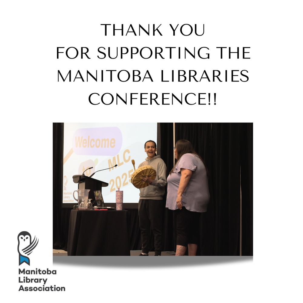 THank you for supporting the manitoba libraries conference!
Photo shows high school student Drayton Perrault and his mother Shannon singing a welcome song.