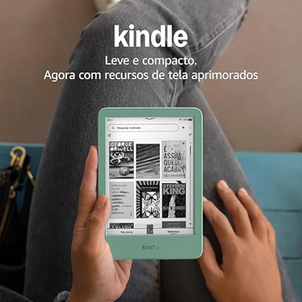 Novo Kindle (16 GB - modelo 2024) - Leve e compacto, com tela antirreflexo, trocas de página mais rápidas, luz frontal ajustável e bateria de longa duração - Cor Verde : Amazon.com.br