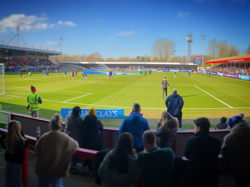 The Broadfield stadium looking north before Brighton Women vs Chelsea Women in the Women’s Super League