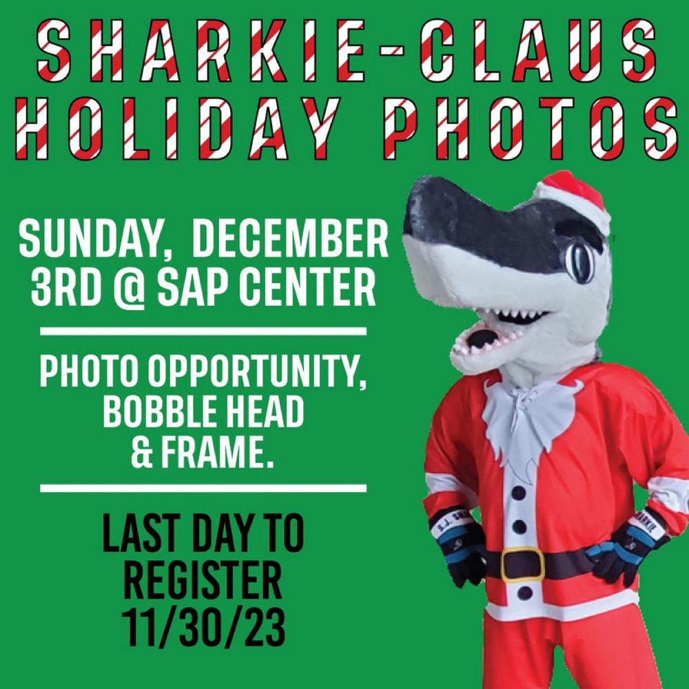 SJ Sharkie, iconic mascot of the San Jose Sharks, poses suggestively in a sexy Santa outfit.