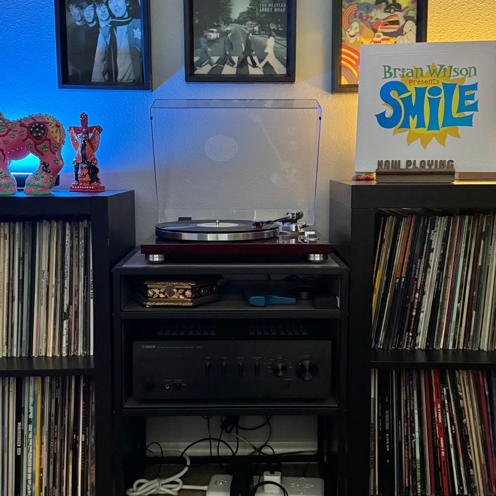 Record player playing Brian Wilson Presents Smile