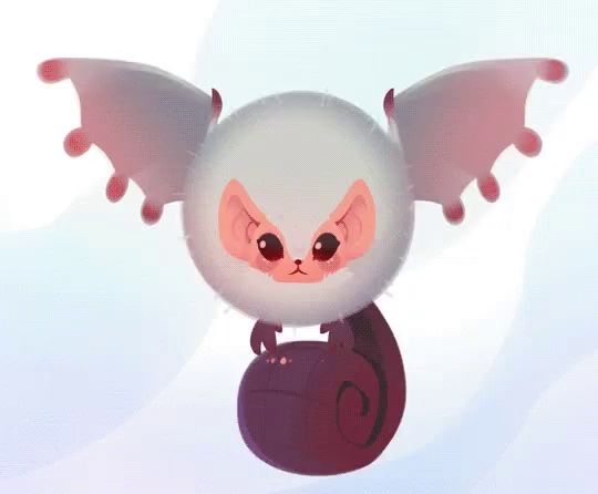 a cartoon illustration of a bat with wings and a tail