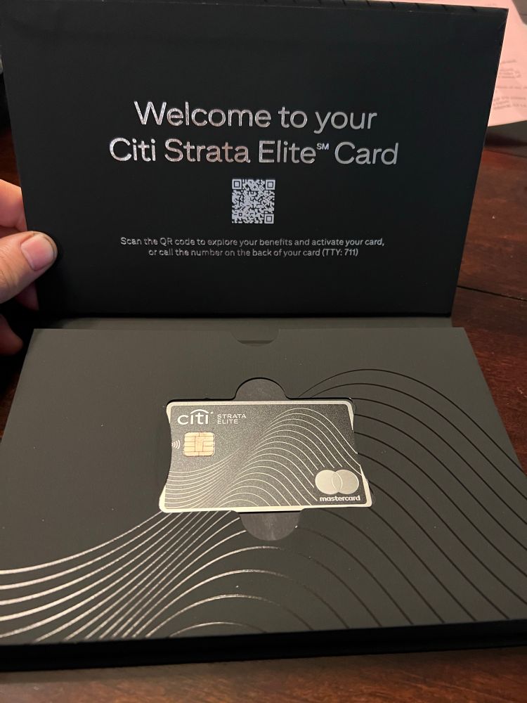 Picture of an Elite Citi bank card in its box