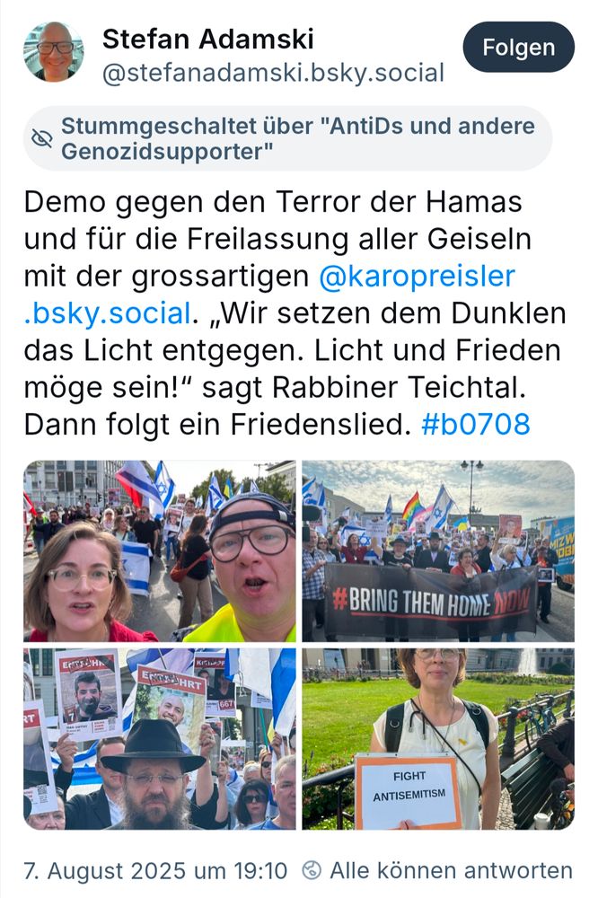 Stefan Adamski posiert zusammen mit karoline preisler auf Israel Demos 