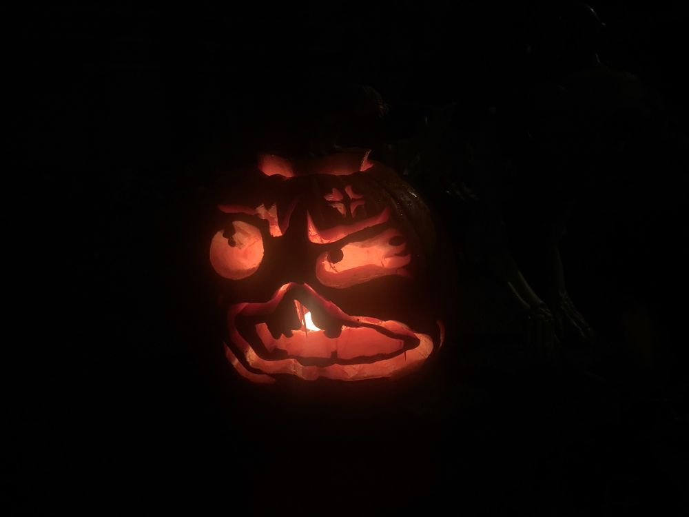That Jack 'o' lantern is carved up quite nice to look like the boss enemy "Monstro" From the Binding of Isaac!