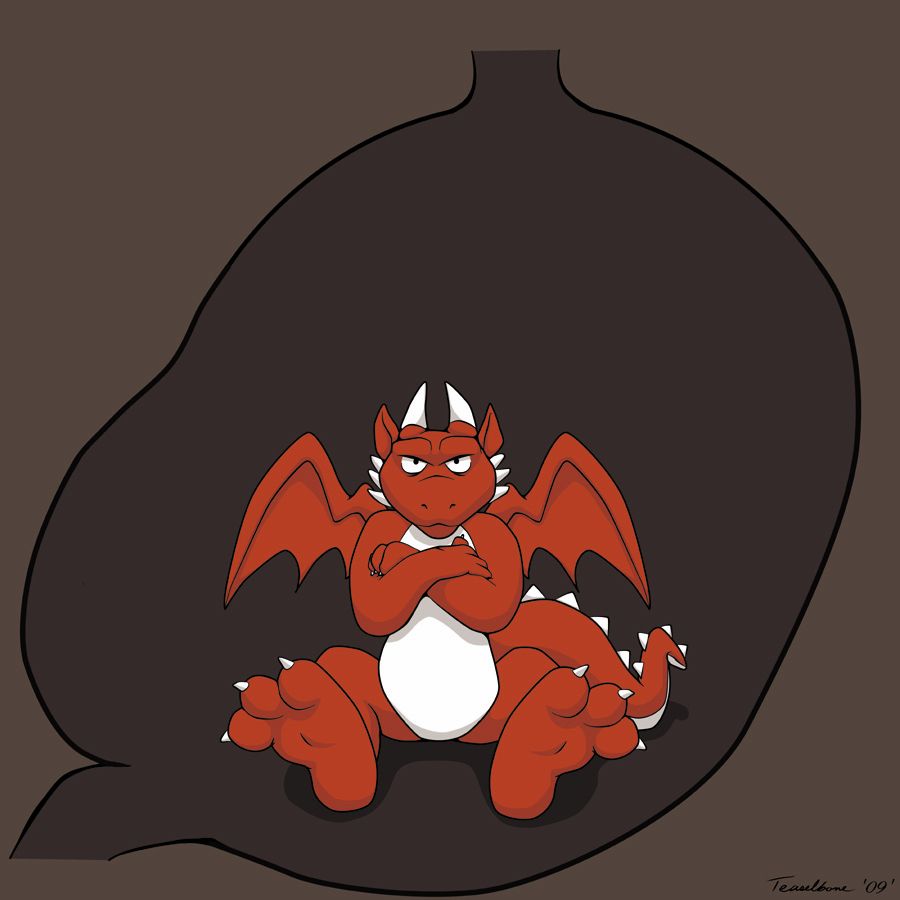 Flamedrake’s in a stomach. Art by Teaselbone