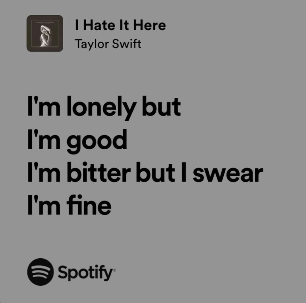 Screenshot of the lyrics “I’m lonely but I’m good. I’m bitter but I swear I’m fine”