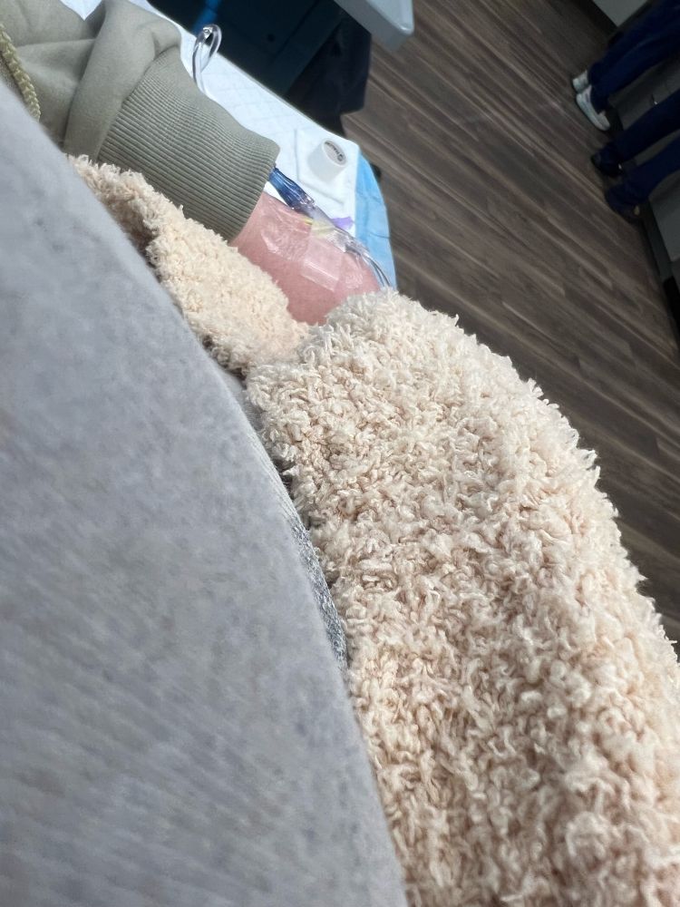 Someone getting an infusion in their hand