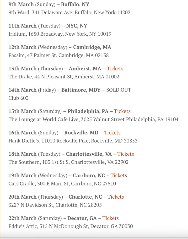 Mid-to late March 2025 tour dates for Peter Case and Sid Griffin in the USA. 