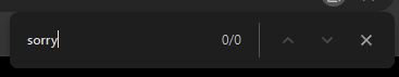 A word-search bar: "sorry" - zero occurrences.