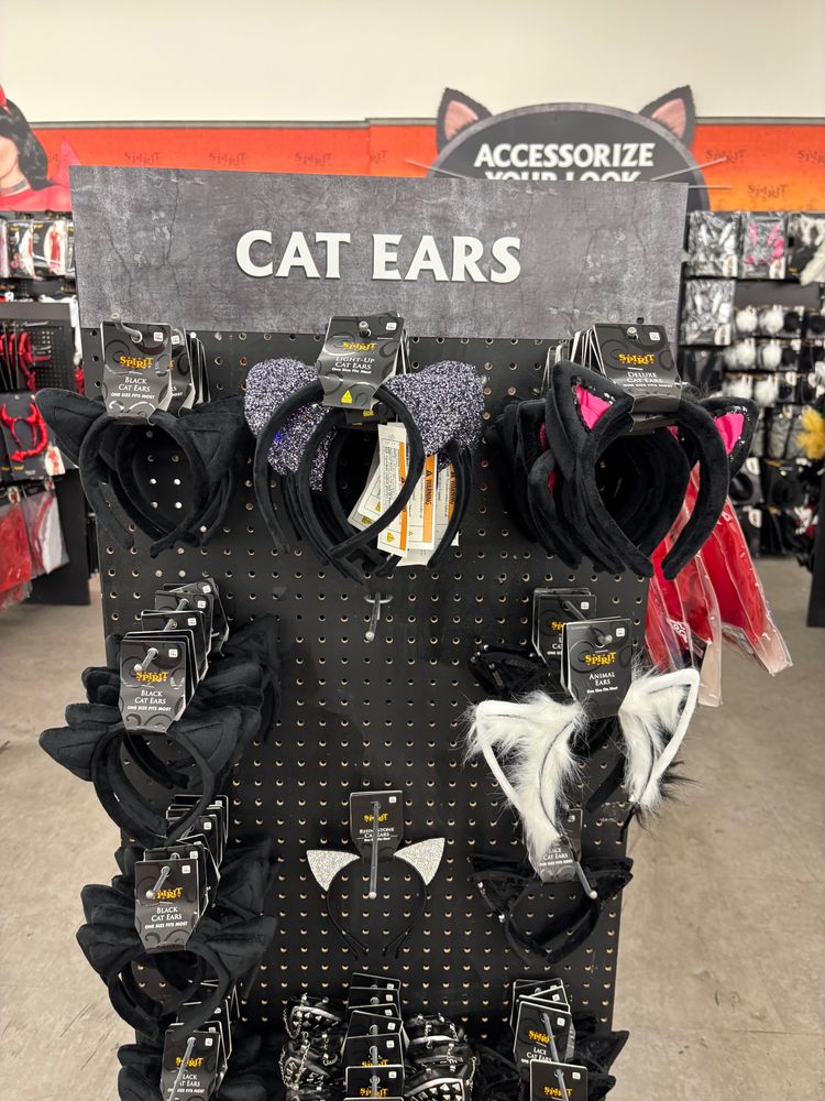 an end-aisle display dedicated to cat ears