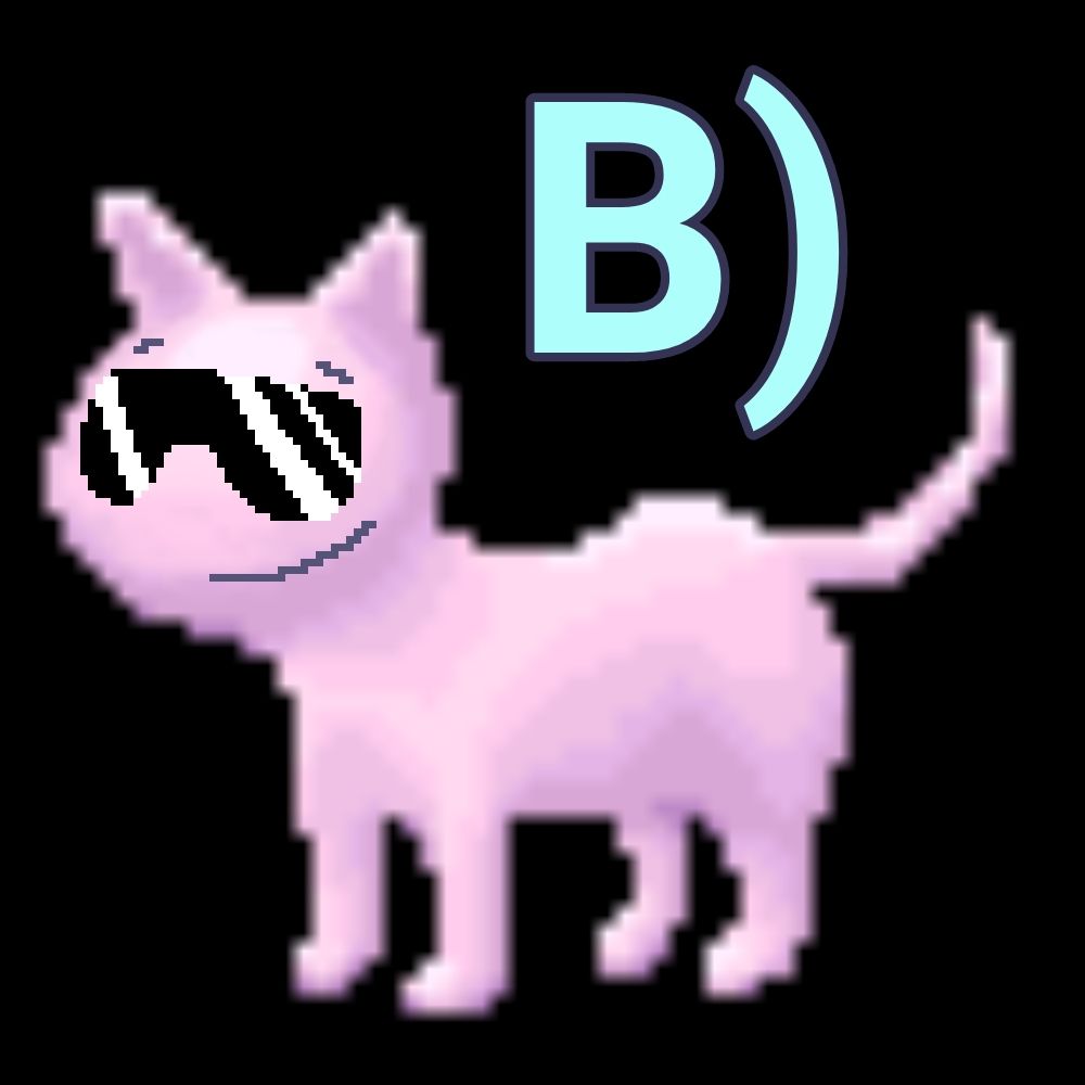 Cool/sunglasses emoticon. It's just the pink jine cat with sunglasses and a smile.