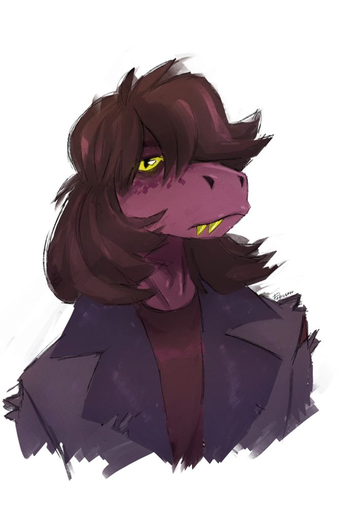 Susie from the hit video game "Deltarune" looking glum
