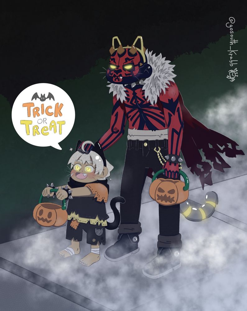 Maul and Noli with Halloween costumes