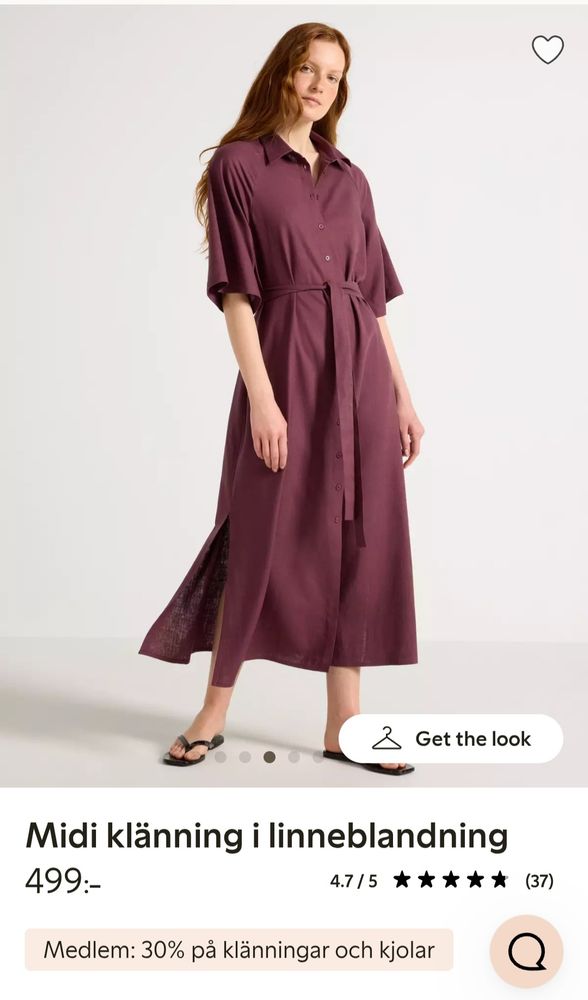 Bild från Lindex hemsida. En vinröd skjortklänning i linmix