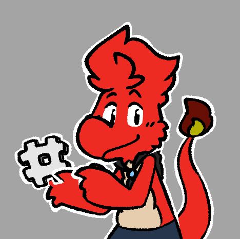 Bk Charmeleon holding a # and pointing at it.
