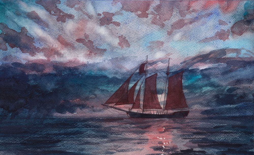 Watercolor study from a Nosferatu(2024) screenshot