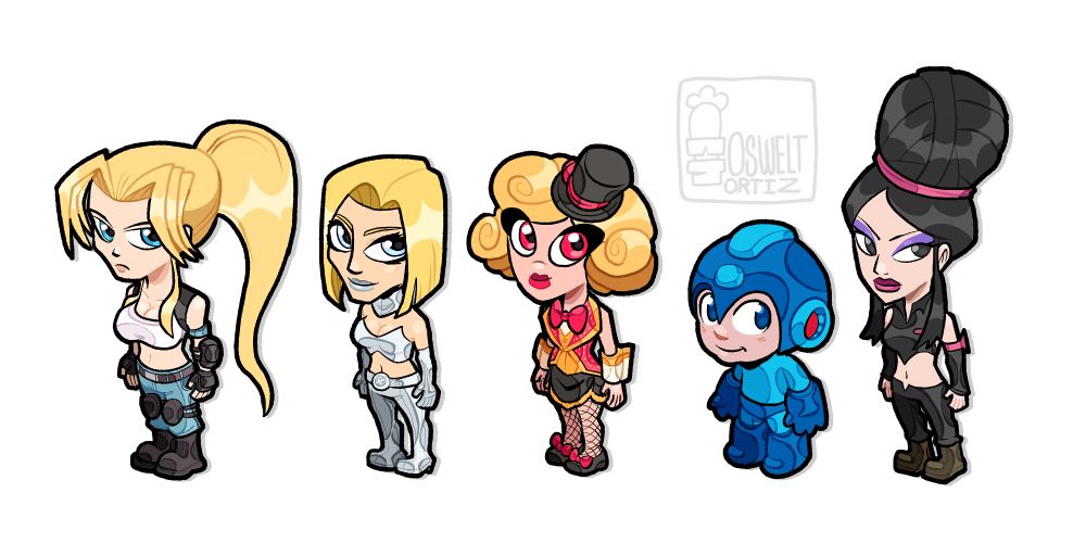 Angel (Shock Troopers 2), Emma Frost (X-Men Destiny), Glamorous Gladys, Mega Man and Medea (Monsuno)