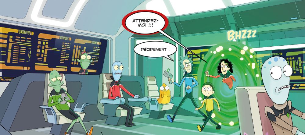 Les solar opposite en équipage de l'USS Cerritos (Star Trek Lower Decks) et voilà que Rick & Morty débarquent d'un portail.