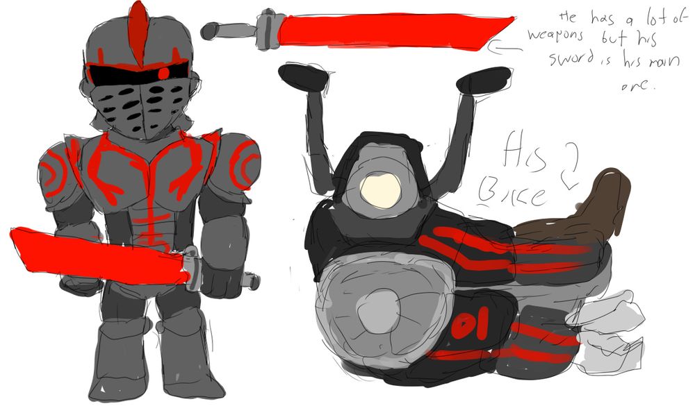 Him, his weapin and his bike