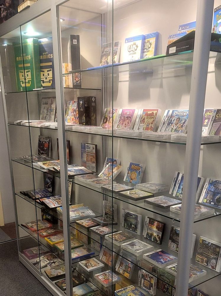 Our display case at Engine HQ showcasing the majority of games we have worked on. 