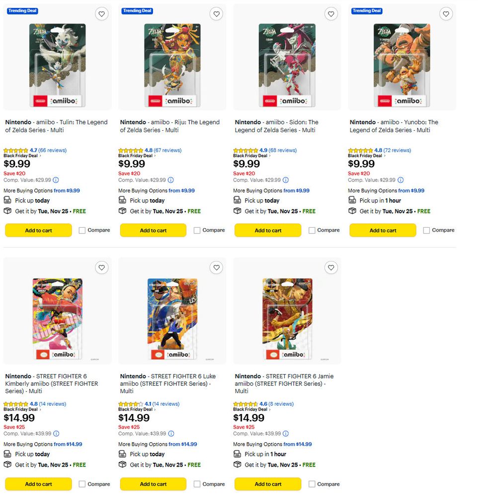 The Legend of Zelda TotK and Street Fighter amiibos on sale at Amazon for $10-15