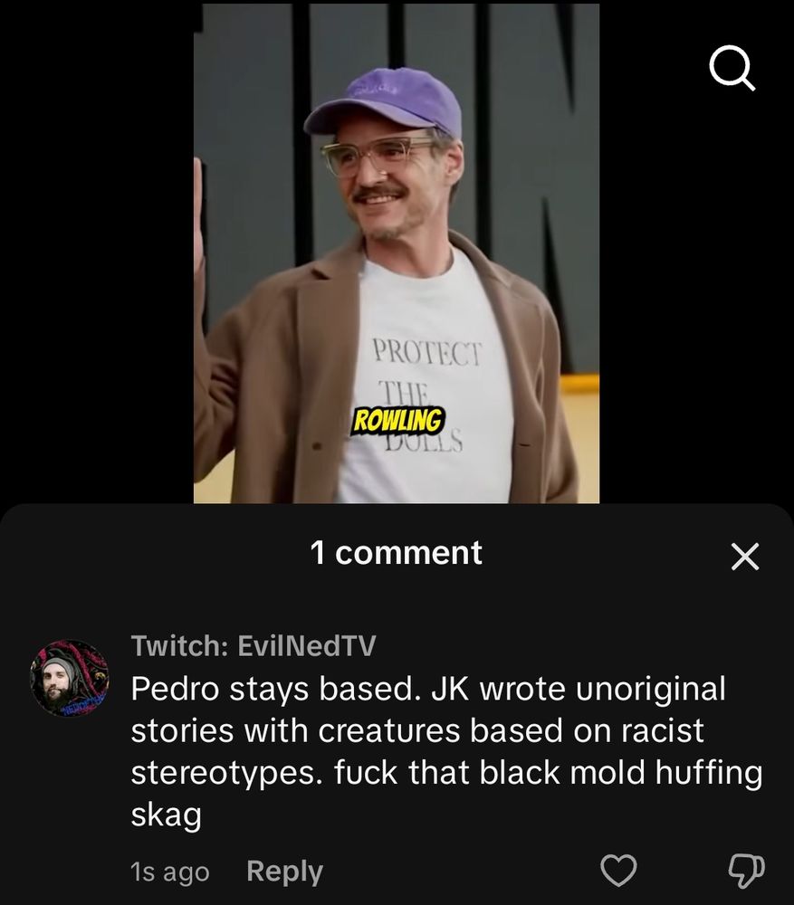 Pedro Pascal smiling with a block of text under