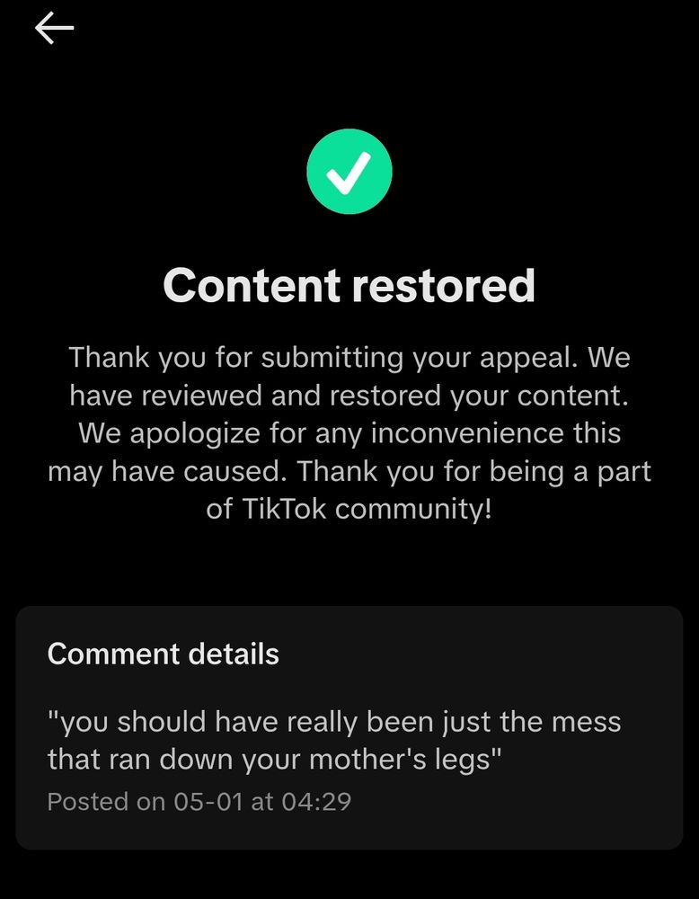 Black background with a green circle that has a checkmark in the center with white text below