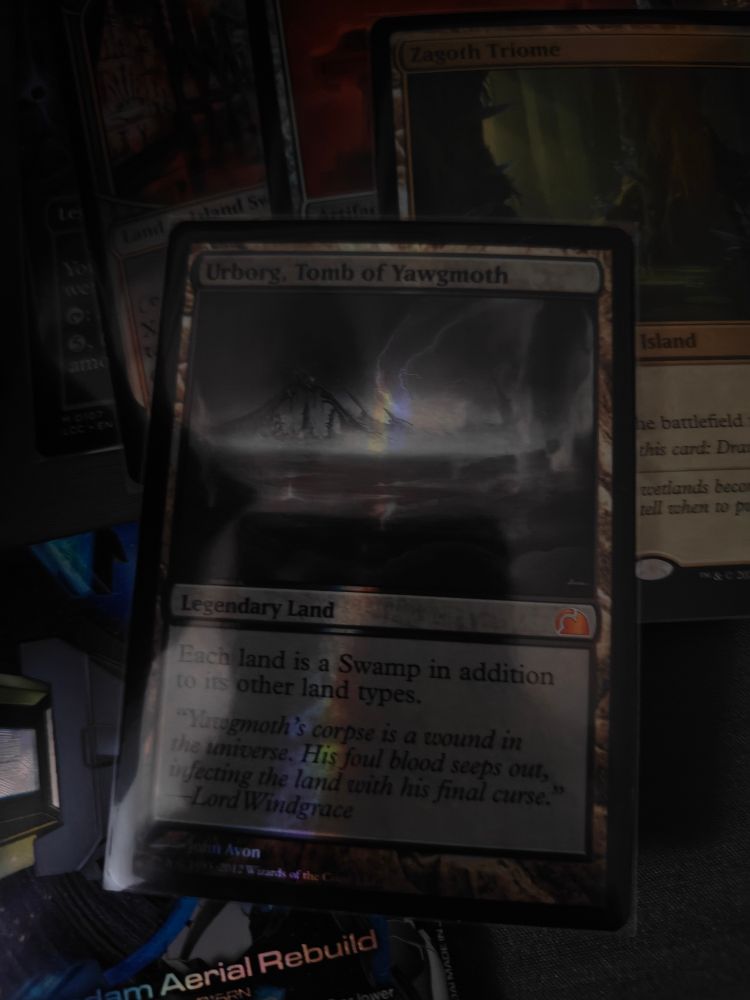 Urborg tomb of yawgmoth legendary land it's a very poor quality picture and details are hard to make out 