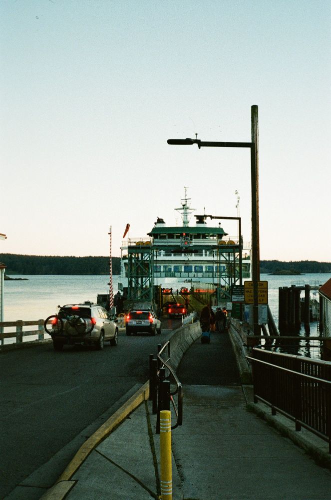 Photo of cars being loaded onto a WA State ferry at the Orcas Island landing.