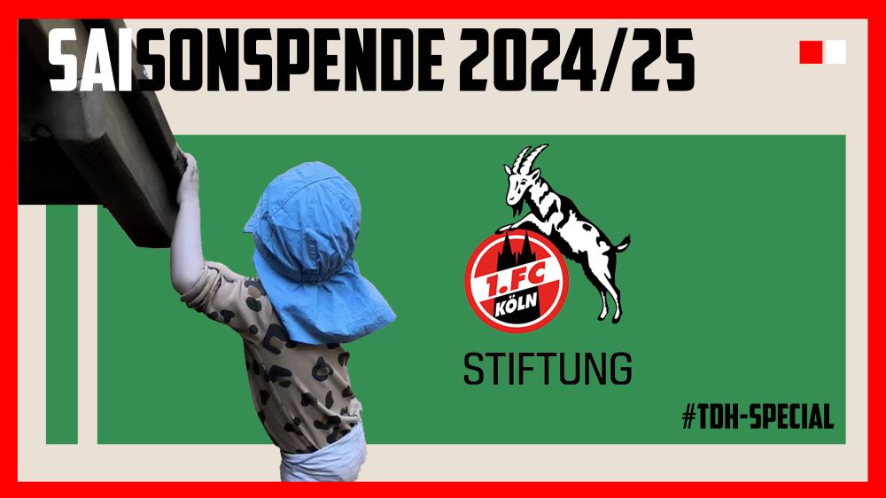 Das Bild zeigt die Kleine von hinten sowie das Logo der FC-Stiftung