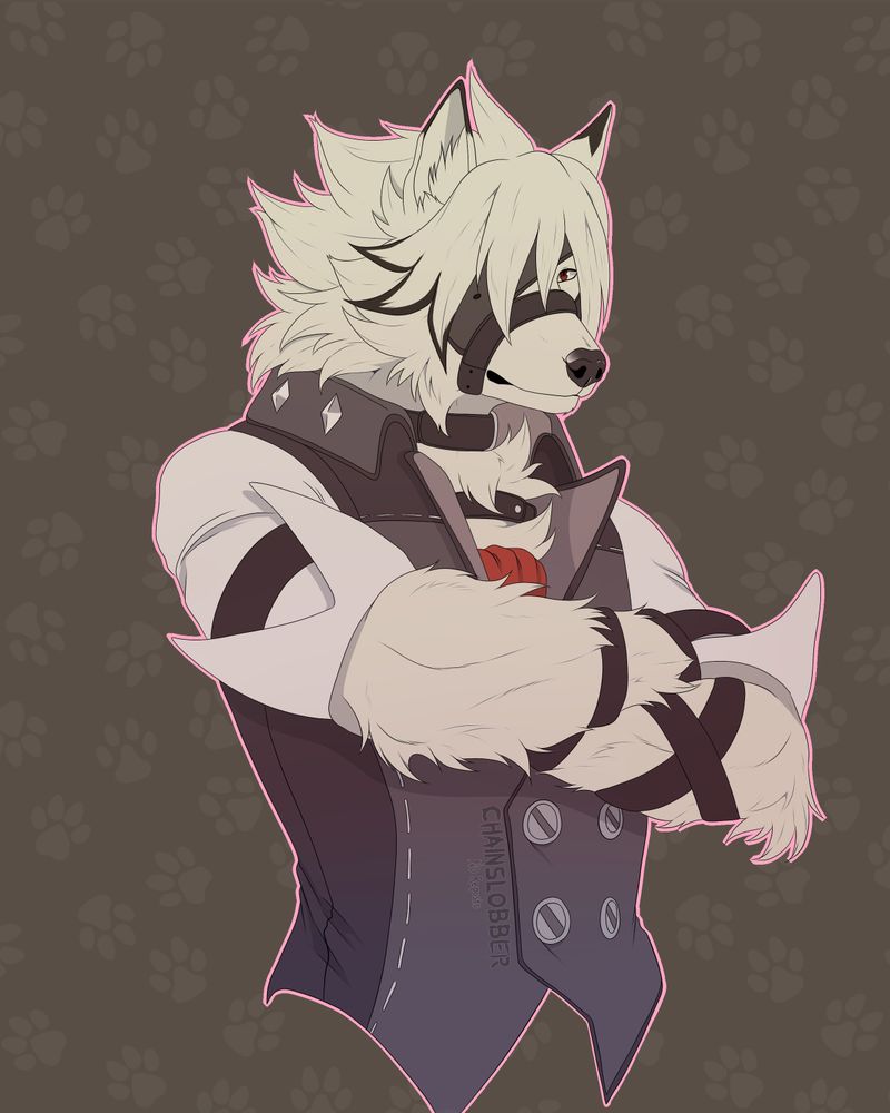 Drawing of Von Lycaon crossing his arms.