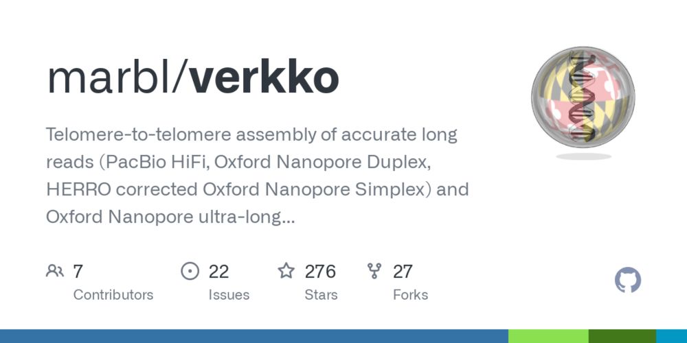 GitHub - marbl/verkko: Telomere-to-telomere assembly of accurate long reads (PacBio HiFi, Oxford Nanopore Duplex, HERRO corrected Oxford Nanopore Simplex) and Oxford Nanopore ultra-long reads.