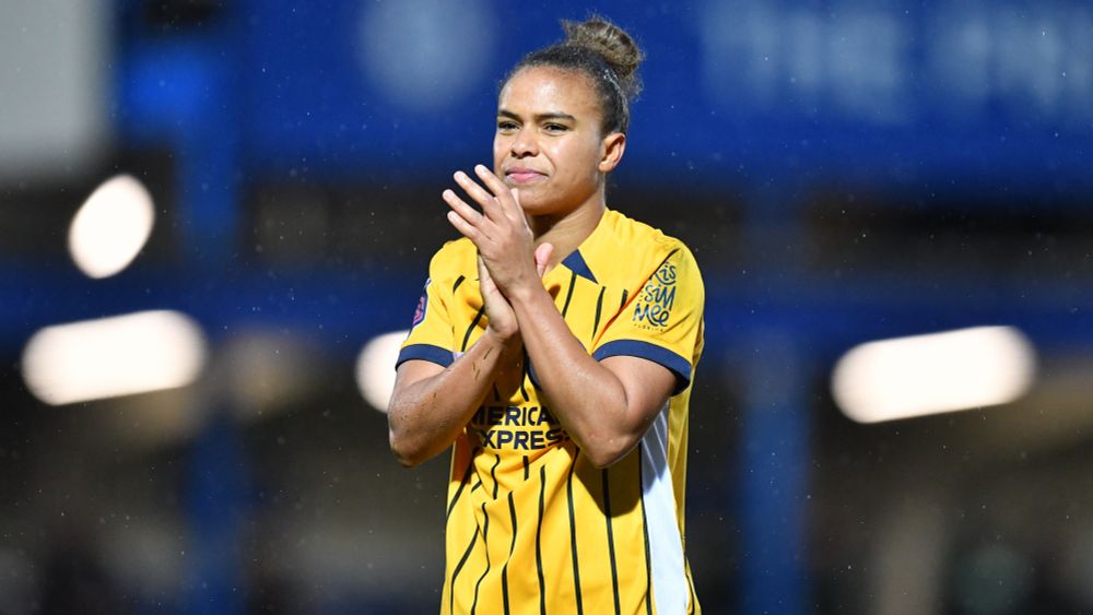 Nikita Parris claps fans at full time.