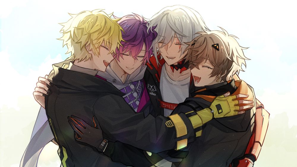 noctyx group hug illust for the third anniversary weight of the world cover on youtube !!