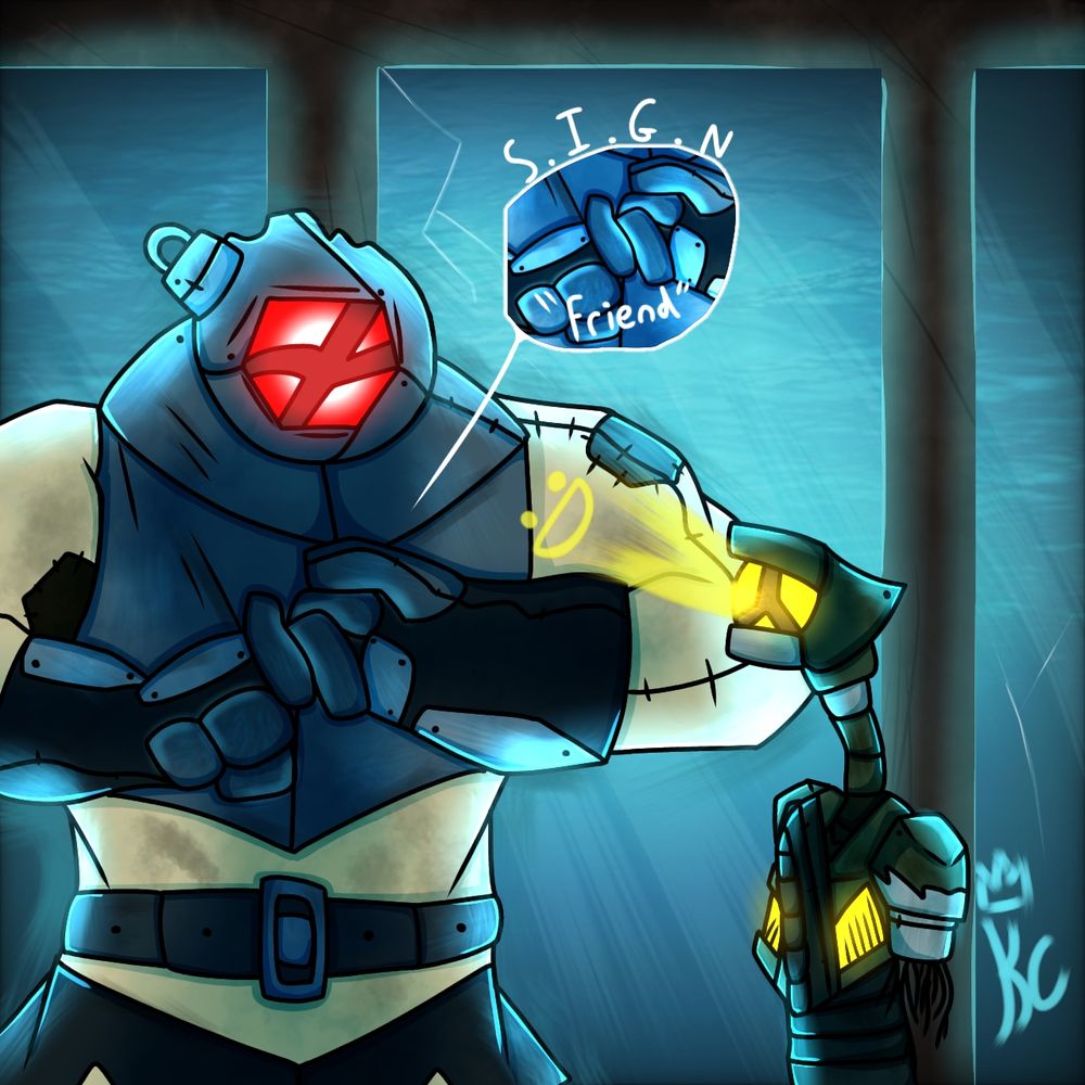 Two OCs, the large one is Darklight-1 and the small one is Darklight-2, they are good friends and can only communicate through visuals and gestures