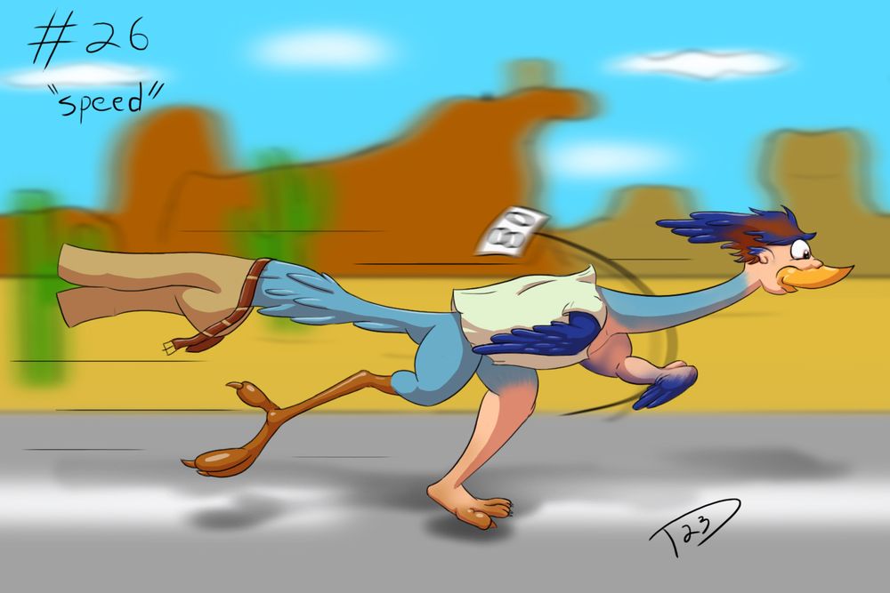 person turning into road runner. yet another time.