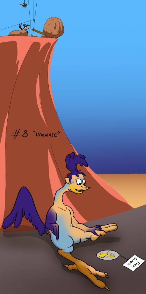 person turning into road runner. again.