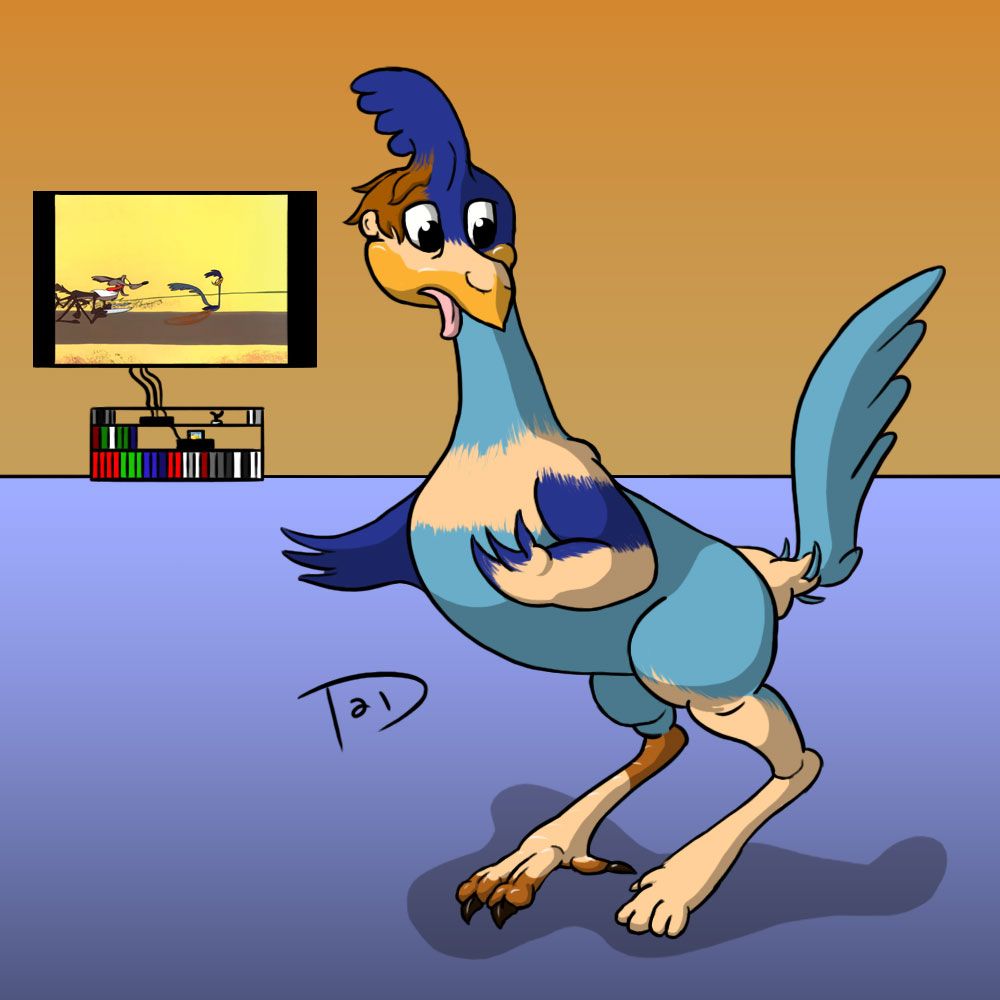you guessed it. person turning into road runner.