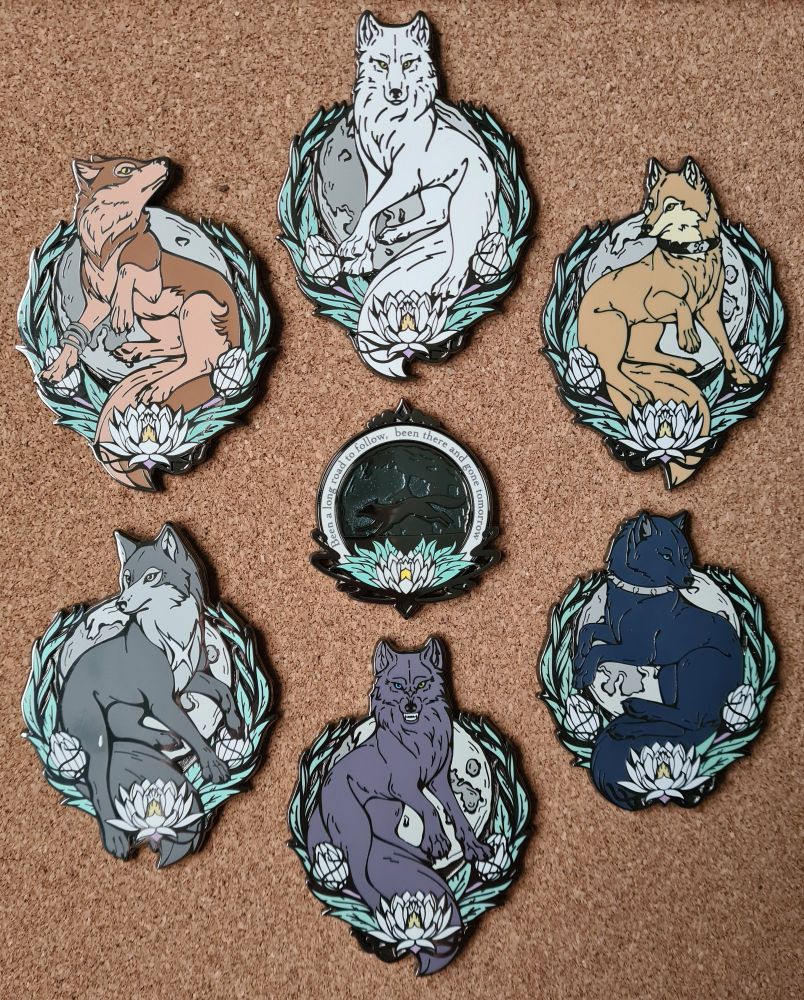Large Pins of Wolves from the Anime Wolf's Rain by ChocolateRaisinFury