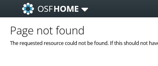 screenshot of OSF webpage reading "Page not found" 